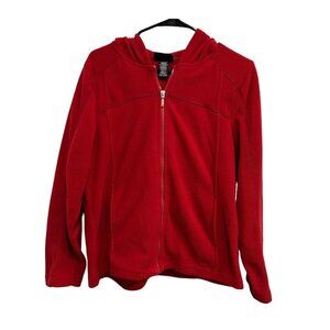 Athletech Red Fleece Full Zip Hoodie Jacket Sz L